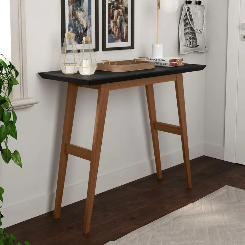 Mesa Office Harvard 9040 Sem Gavetas MDF 92cm Preto Amadeirado Mais De Casa