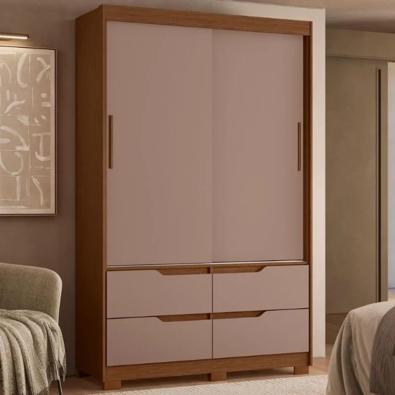 Guarda Roupa Sunny 2 Gavetas 2 Prateleiras MDP 136CM Casah