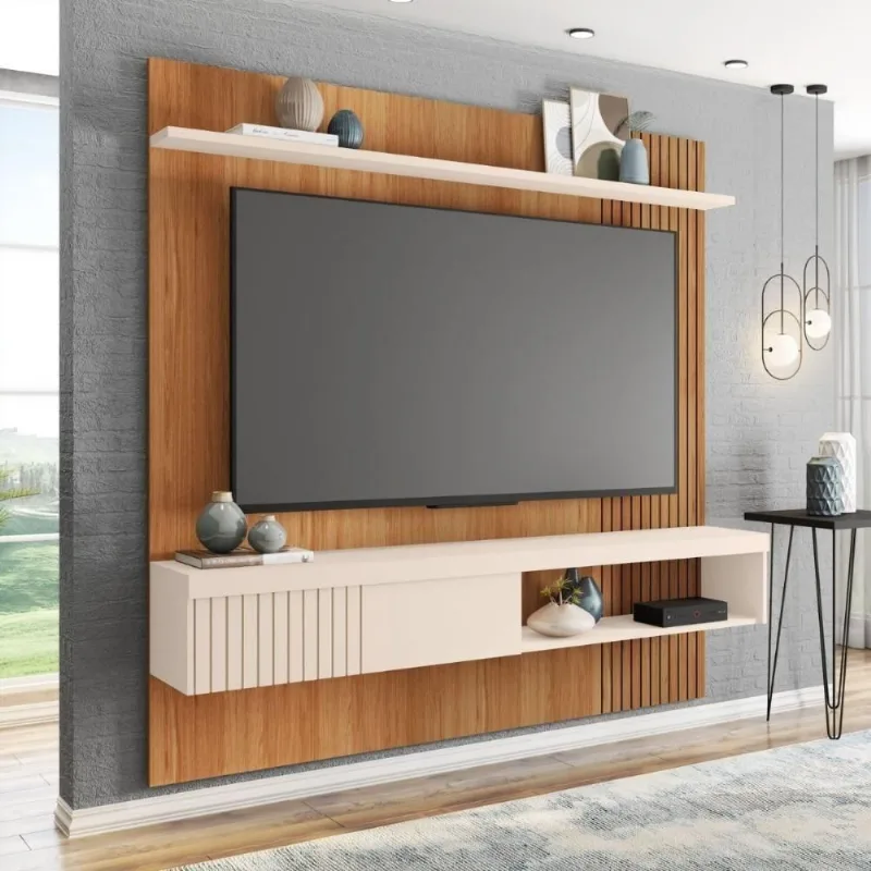 Painel Suspenso Jade 1.8 180CM MDF-MDP Laqueado Off White Casah