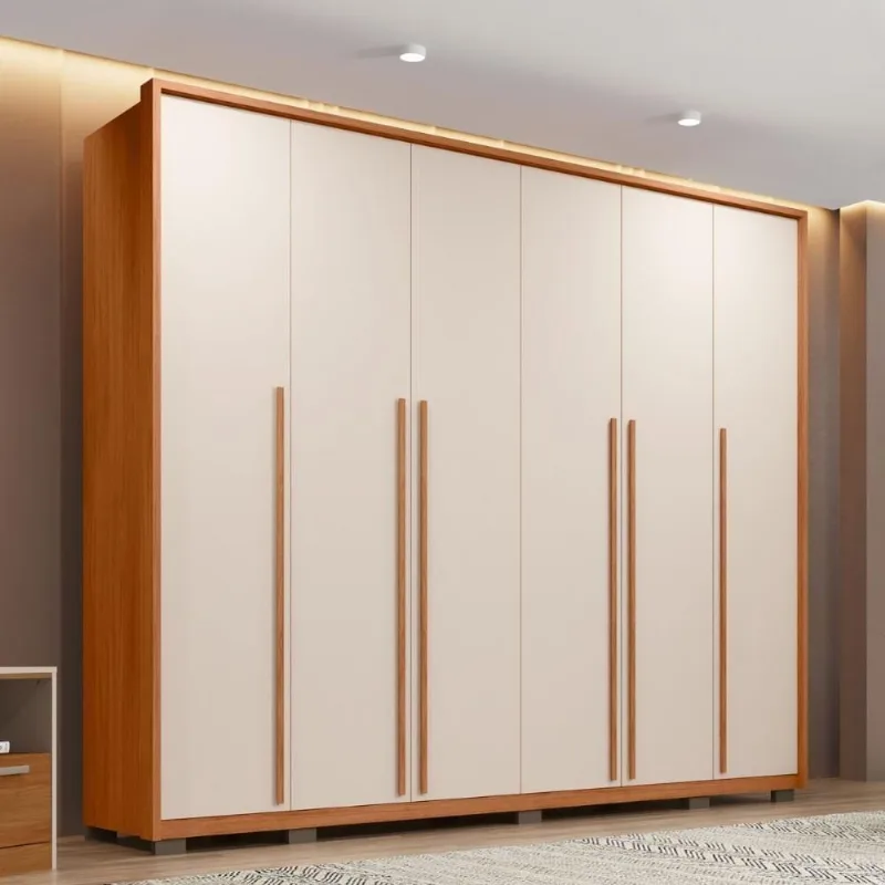 Guarda Roupa Casal Milanus 2.7 6 Portas 6 Gavetas MDF MDP Freijó - Off White Mais de Casa