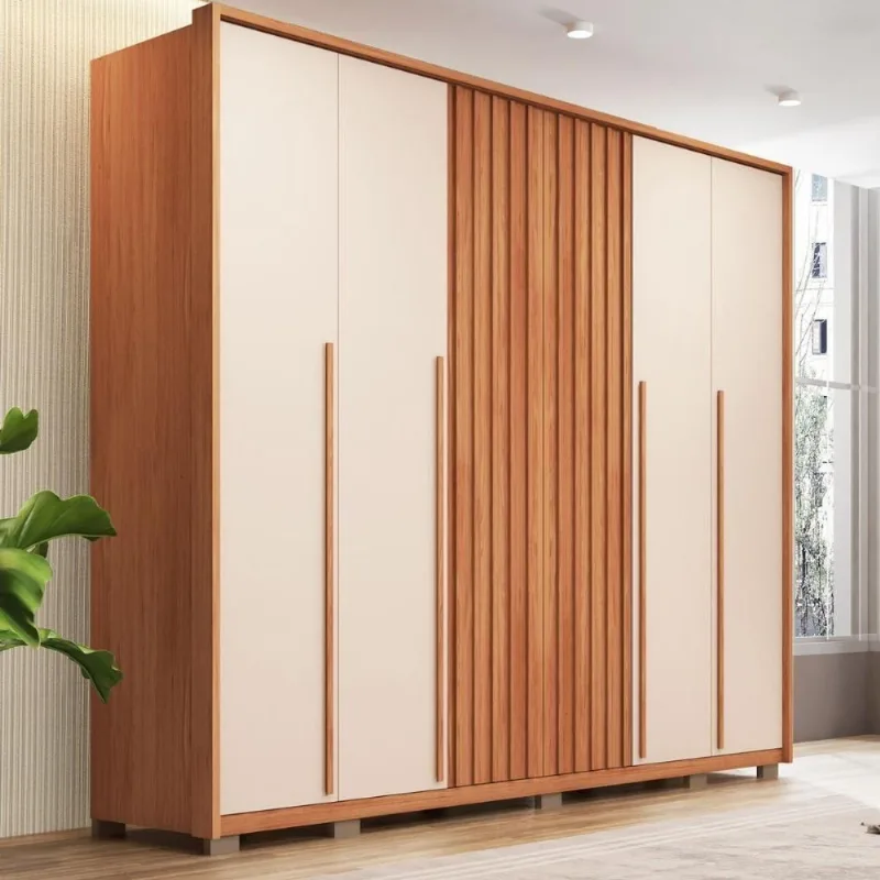 Guarda Roupa Casal Poseidon 6 Portas de Bater 6 Gavetas MDF Freijó - Off White Mais de Casa 265CM