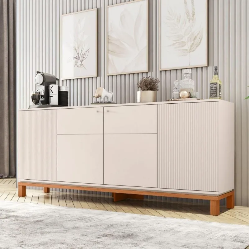 Buffet Mondrian Moderno 4 Portas MDP 180CM Amadeirado Mais de Casa