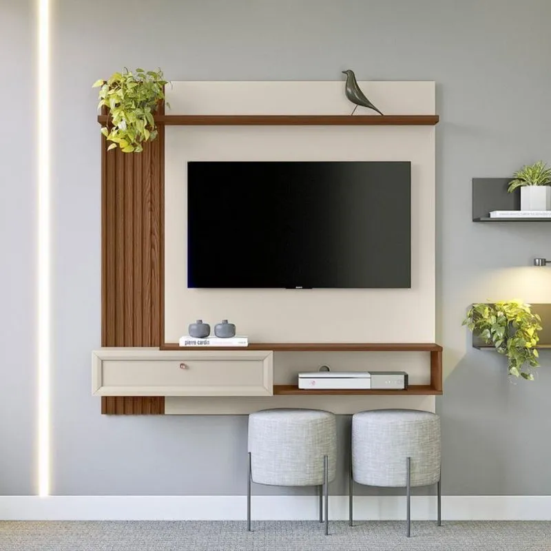 Painel Home Para TV Alvorada 55" 133cm MDF-MDP Off White Casah
