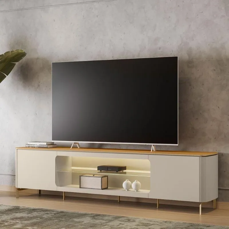 Rack Para TV Santorini 239cm MDF-MDP Porta Giratória Off White Casah