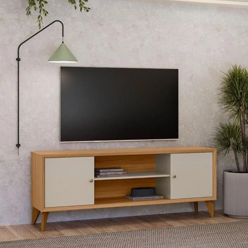 Rack Para TV Porto 160cm MDF MDP Jequitibá Off White Fosco Casah