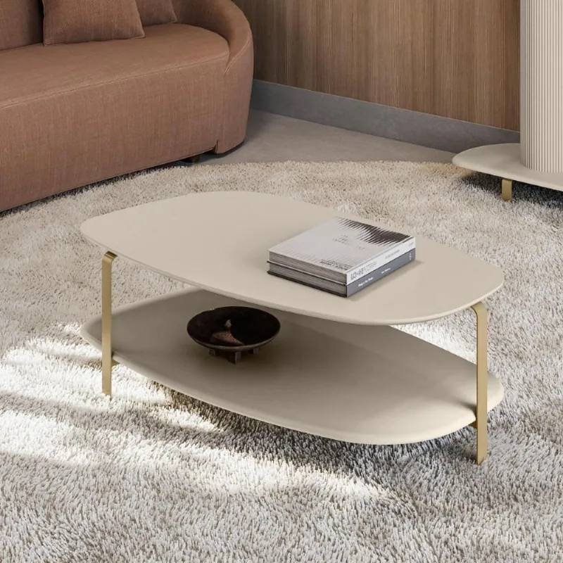 Mesa de Centro Olimpo Redondo MDF MDP Metal Pintado 90CM Off White Casah