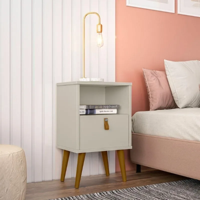 Mesa de Cabeceira Búzios 1 Gaveta MDF e MDP Moderno Off White Casah