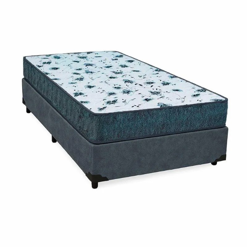 Cama Box Solteiro 88 Suede Cinza Com Colchão Alegro Espuma D28 Cinza 57x88x188