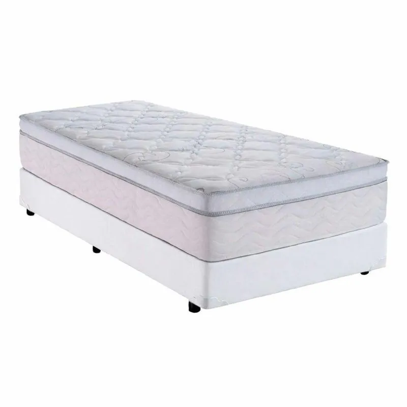 Cama Box Solteiro 88 Sintético Branco Com Colchão Toronto Molas Ensacadas Branco D33 32cm