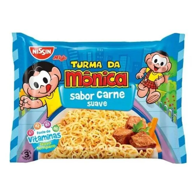 5x Macarrão Lámen Nissin Turma Da Mônica Sabor Carne Suave