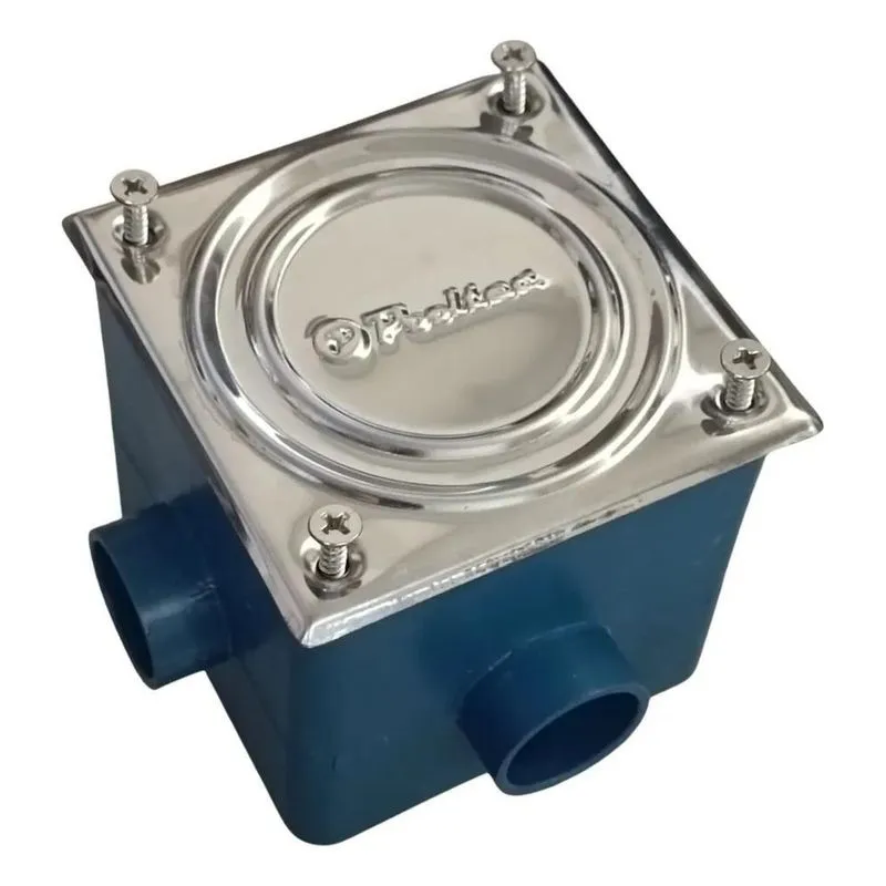 3x Caixa De Passagem Para Refletor Piscina Tampa Inox Azul