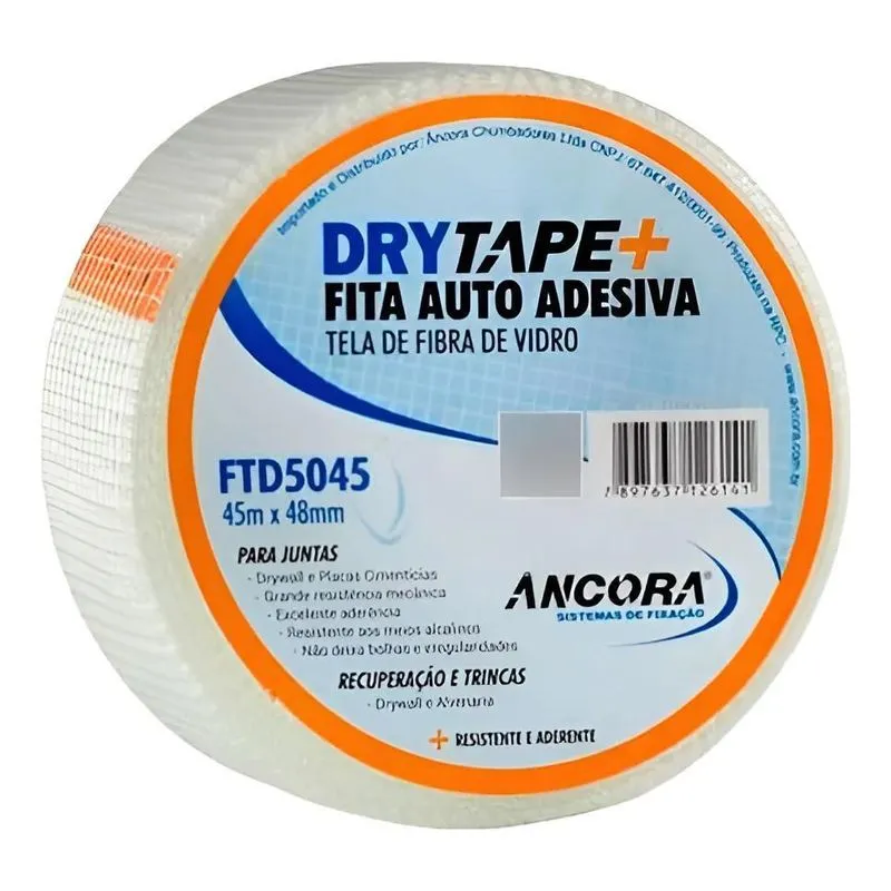 2x Fita Telada Drywall Fibra De Vidro Autoadesiva 45mx48mm