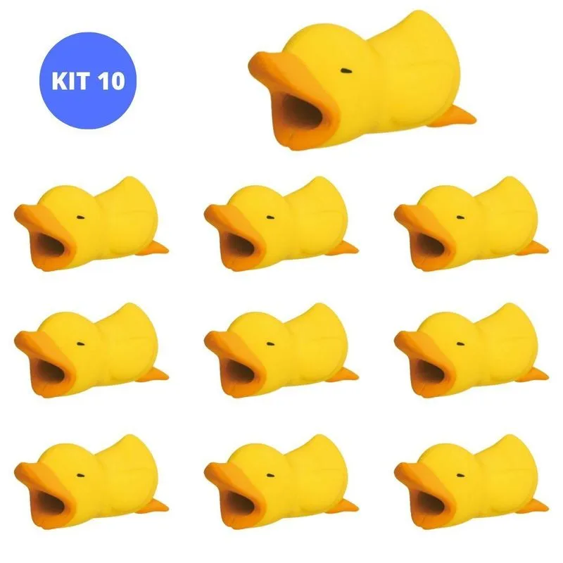 Kit 10 Protetor Cabo Usb Bichinhos Pato 3.5cm X 1.5cm Pvc