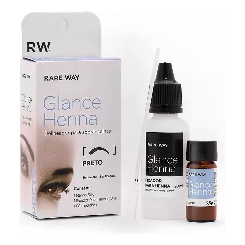 2x Glance Henna Preto Rareway Delineador Sobrancelha