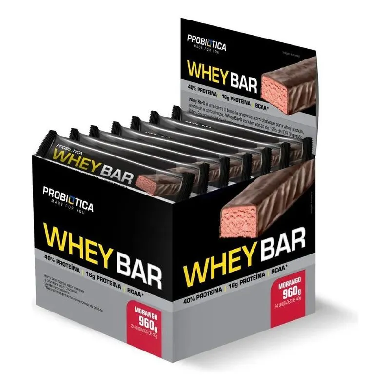 Suplemento Whey Bar Em Barra Probiótica Sabor Chocolate 960g
