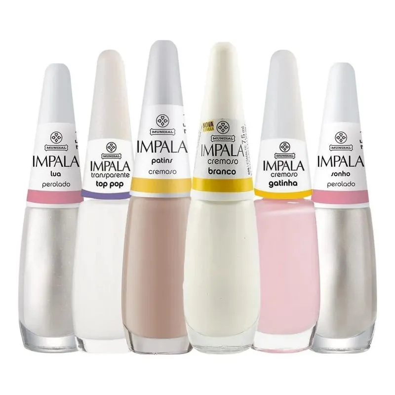 3x Kit Esmaltes Impala Com 6 Unt Clarinhos Francesinh