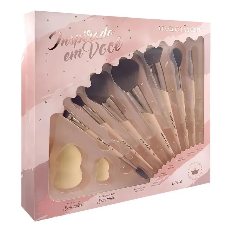 Kit De 7 Pincéis Para Maquiagem Macrilan Ed200 Ed200 Salmão