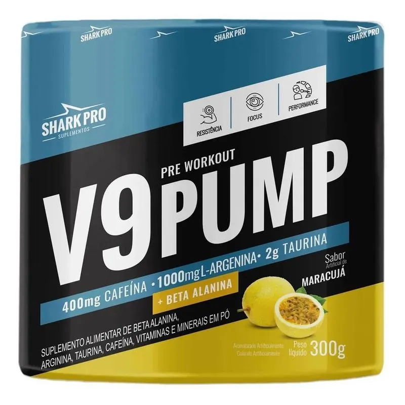 V9 Pump Shark Pro 300g Pré Treino Com Beta Alanina Sabor Mar