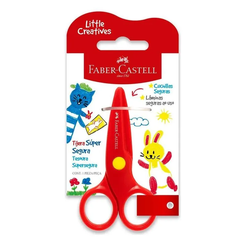 Tesoura Escolar Super Segura Creativ - Faber-castell Cor Ver