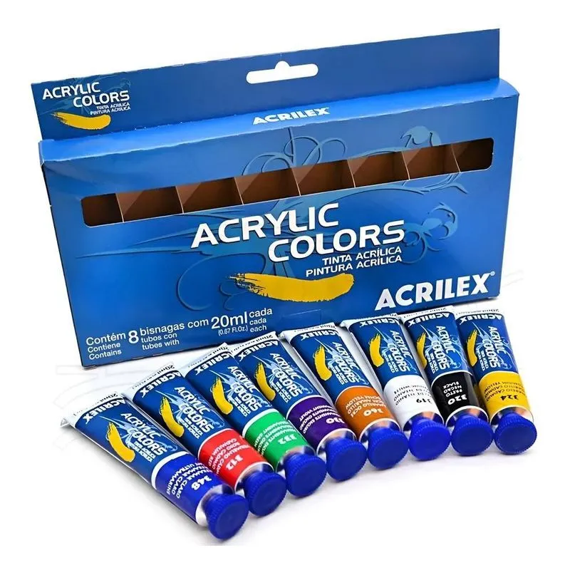 Tinta Acrilica Para Tela 20ml Acrilex 08 Cores