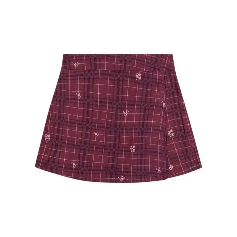 Short Saia Elian Juvenil Menina Verão Xadrez 10/18 - 271791-VINHO-10