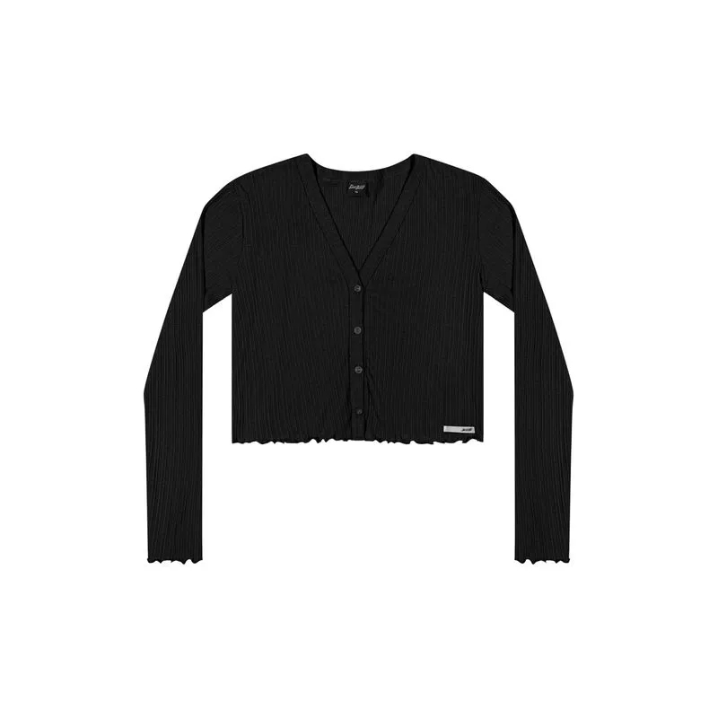 Cardigan Cropped Juvenil Menina Canelado Beats Preto 16
