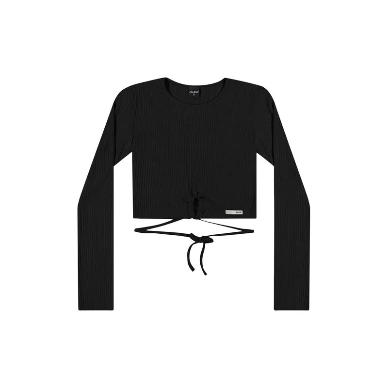 Blusa Juvenil Menina Canelada Com Amarração Beats Preto 18