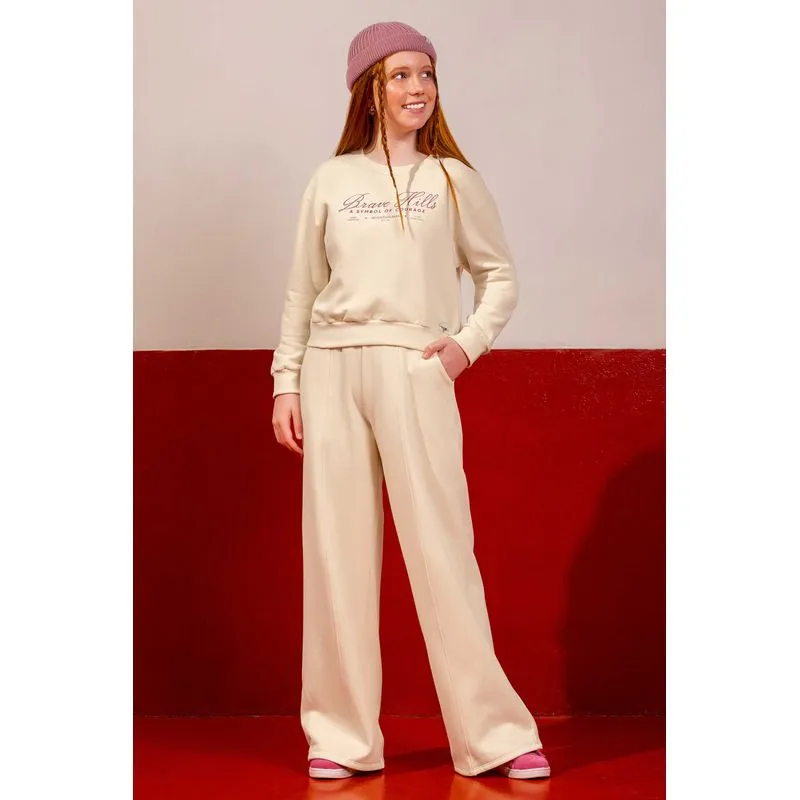 Conjunto Juvenil Menina Moletom Estampado Beats Bege 18