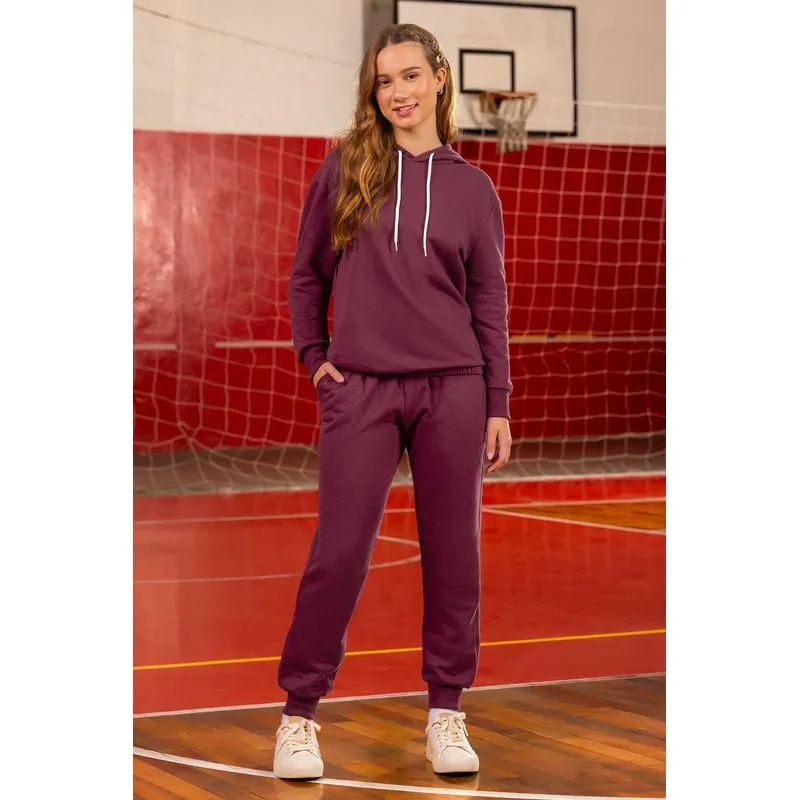 Conjunto Juvenil Menina Moletom Capuz Beats Vermelho 14