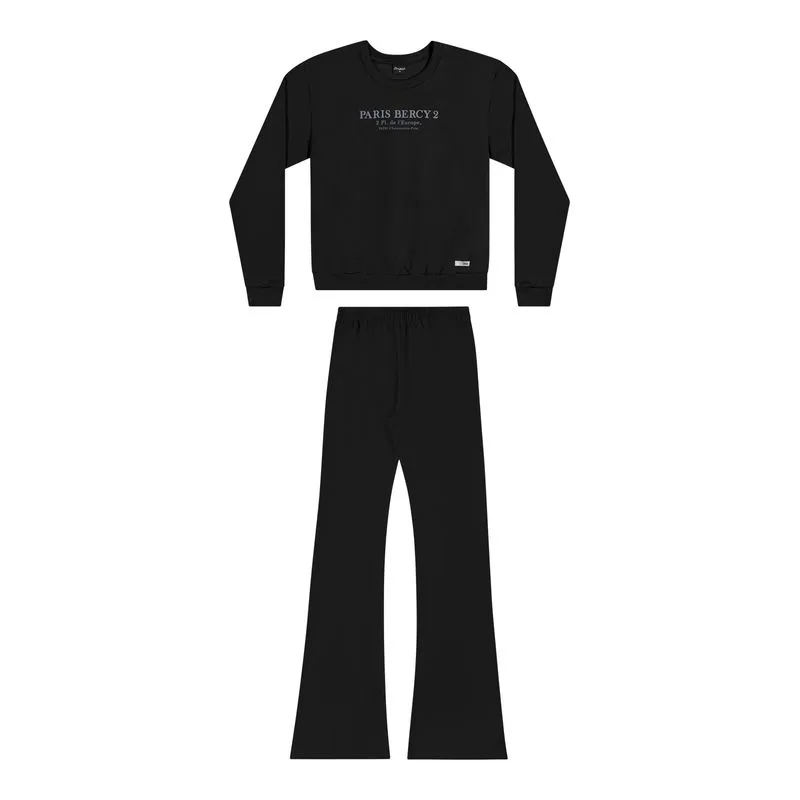 Conjunto Longo Juvenil Menina Estampa Puff Beats Preto 18