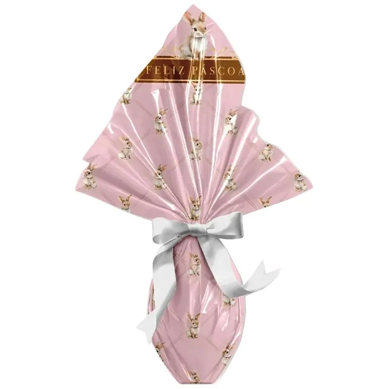 Saco Express Páscoa Classique Bunny Rosa 350g a 500g 39x39cm c/25 - Cromus