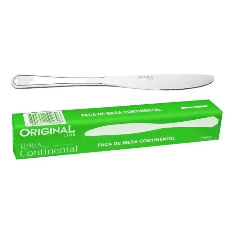 Kit 12 Facas De Mesa Continental Inox Para Restaurantes Buffet