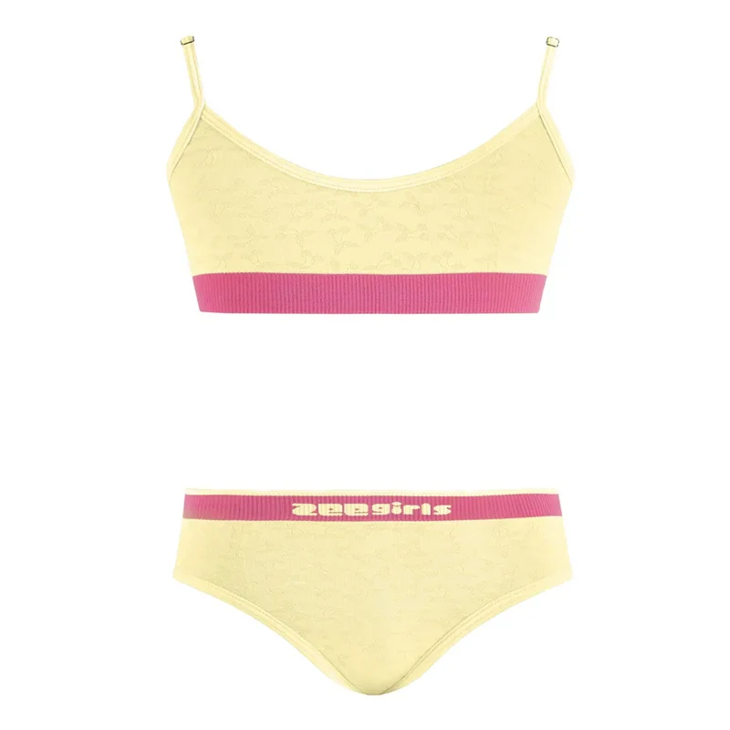 Conjunto Top e Calcinha Tanga Infantil Sem Costura Zee Rucci - Amarelo P