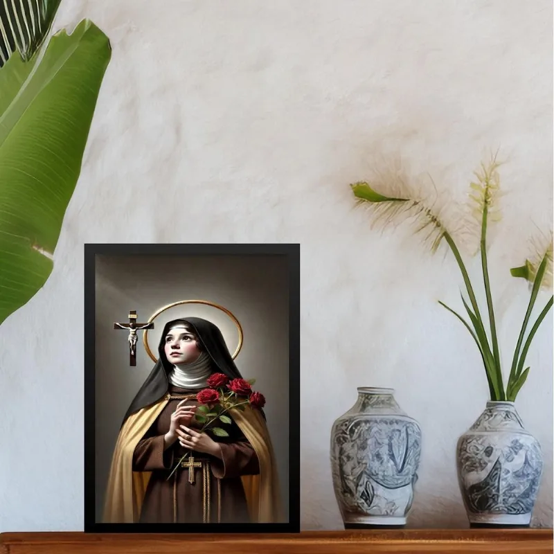 Quadro Decorativo Santa Teresinha Das Rosas 33x24cm - Vidro