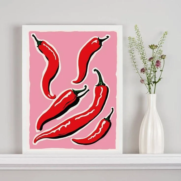 Quadro Decorativo Para Cozinha Pimentas 33x24cm