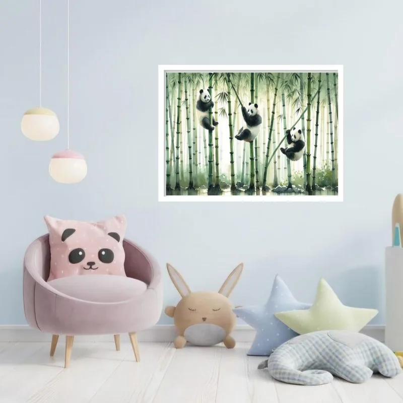 Quadro Decorativo Pandas Canavial - 50x70cm
