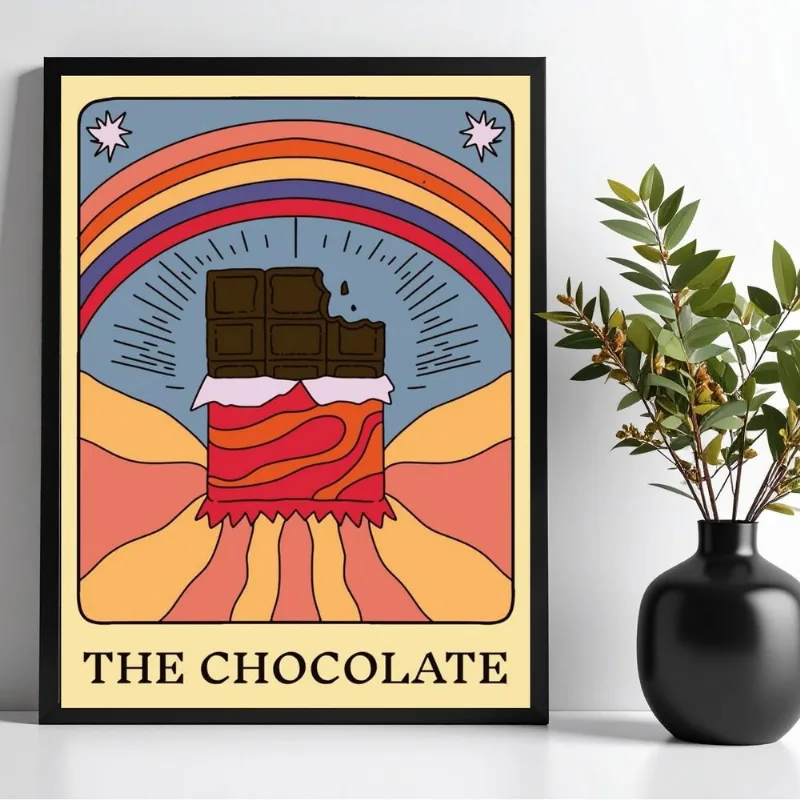 Quadro Decorativo Chocolate - Carta Tarot 24x18cm - Vidro