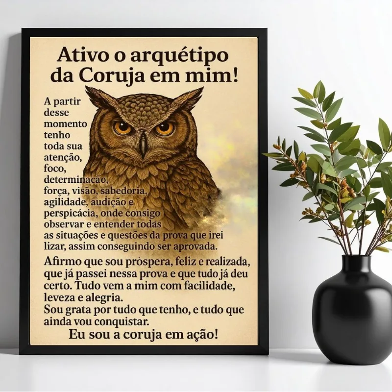 Quadro Decorativo Arquétipo Coruja Ativação 45x34cm