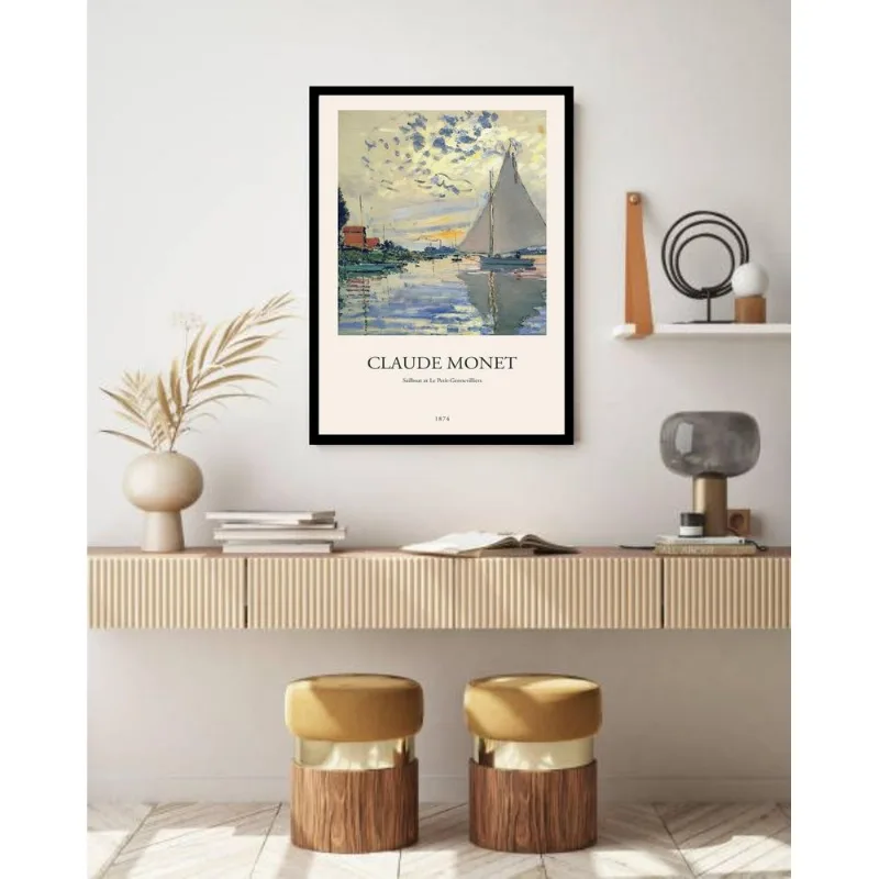 Quadro Decorativo Monet Barcos - 70x50cm