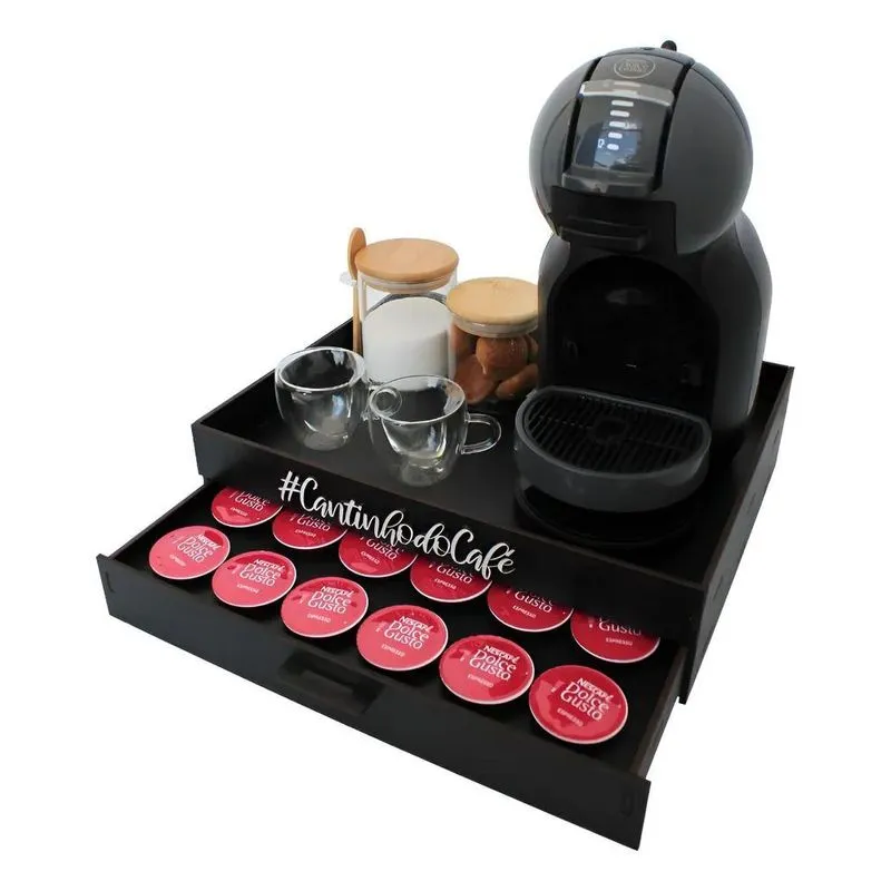 Porta Cápsulas Dolce Gusto Mdf: Gaveta Organizadora - Preto
