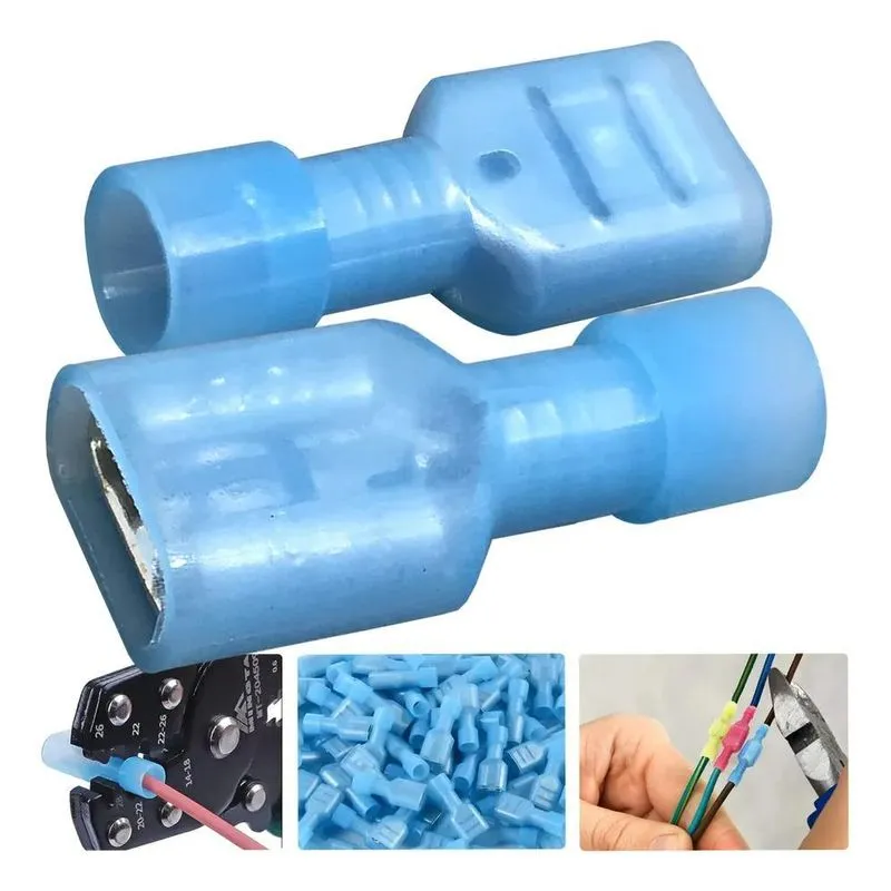 5x Kit 100un Terminal Femea Total Isolado 1.5 A 2.5mm - Azul