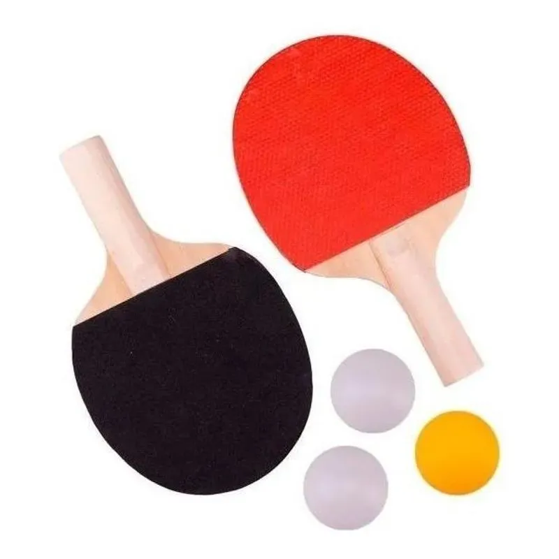 Kit Ping Pong Tenis De Mesa 2 Raquetes 3 Bolas Cor Vermelho