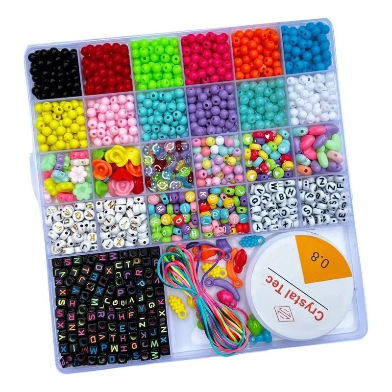 Kit Miçangas 1800+ Peças: Crie Pulseiras Infantis Cr - Preto