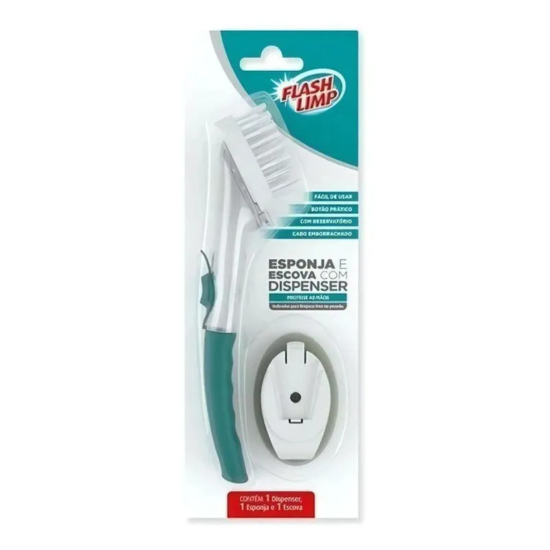 10x Esponja E Escova Com Dispenser Detergente 2 Em 1 Lavar L