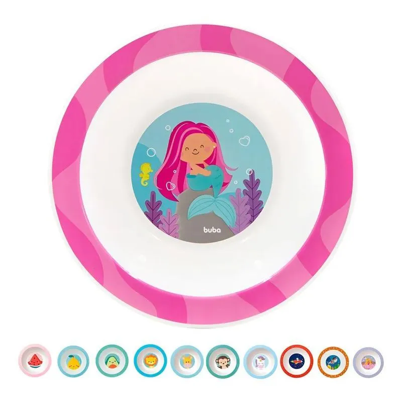 Prato Infantil Bowl Fundo 350 Ml Animal E Fruta Sereia