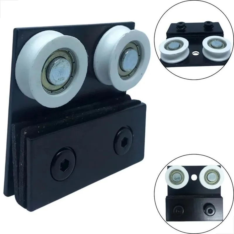 2x Carrinho Roldana 1122 Dupla Stanley Porta De Vidro - Pret