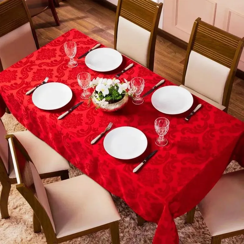 10x Toalha De Mesa 6 Lugares Tecido Jacquard Retangular 2mx