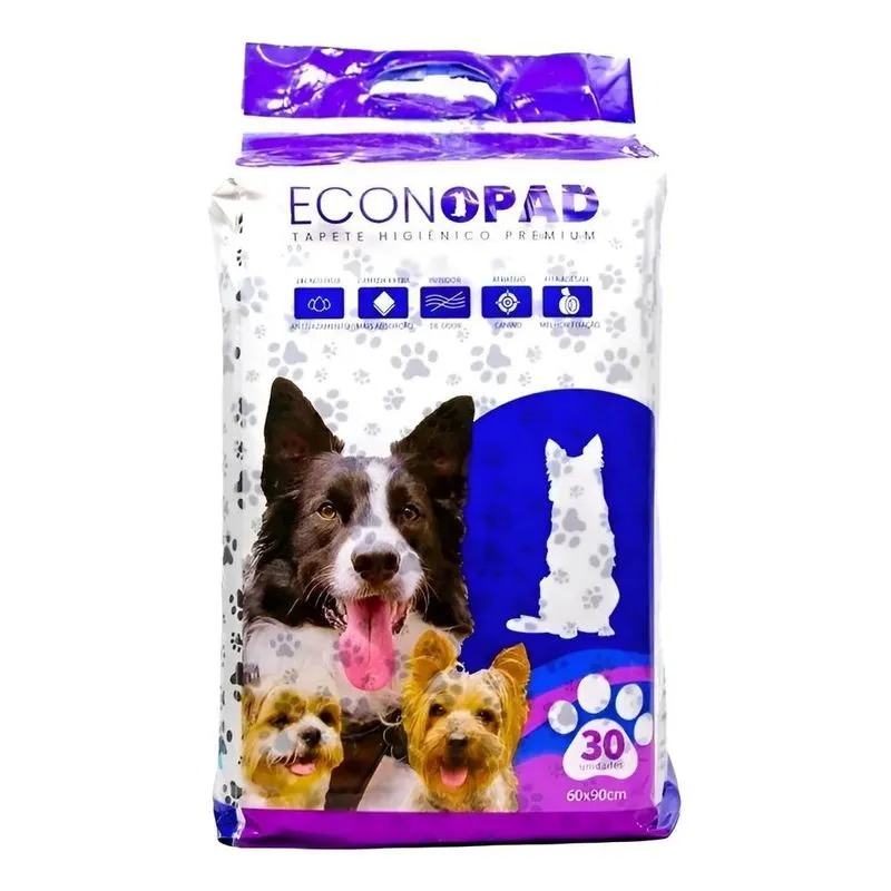 Tapete Pet Higiênico Cães Econopad Premium - 90x60cm 30 Un