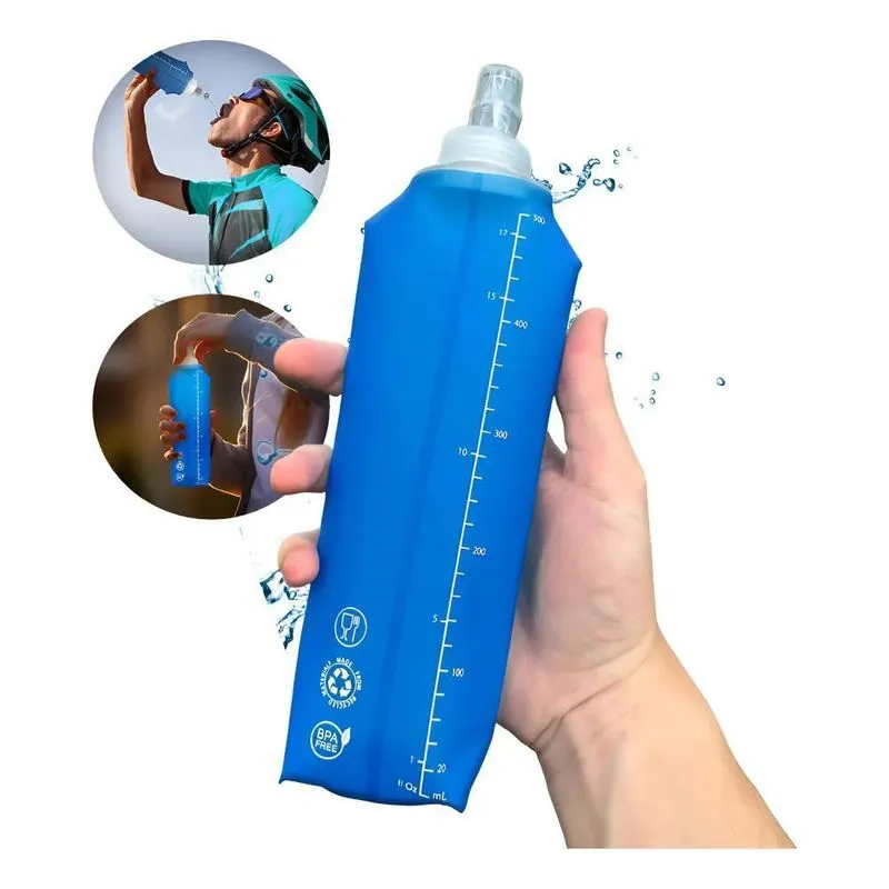 3x Garrafa De Água Mole Dobrável Corrida Silicone Squeeze Bi