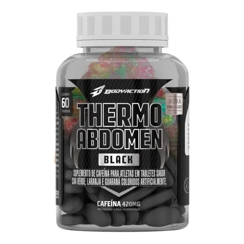 Thermo Abdomen Black 400mg Cafeína 60 Tablets - Bodyaction S
